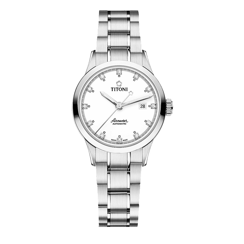 TITONI梅花空霸系列女士机械表23733S-621