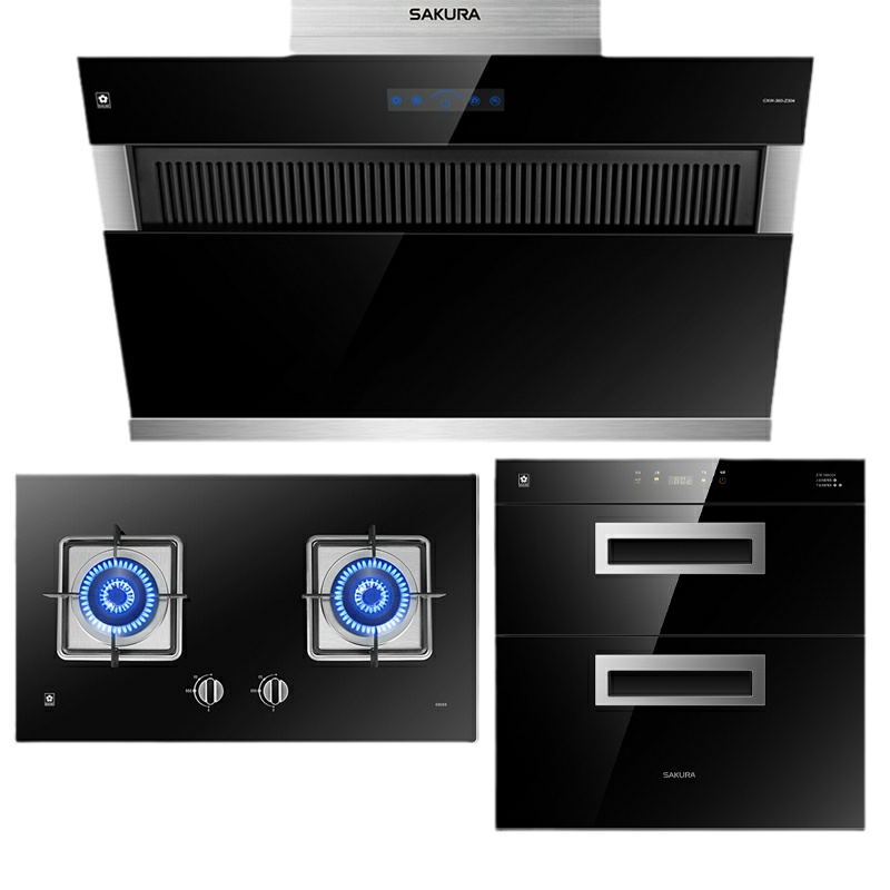 樱花(SAKURA)烟灶套餐 烟灶消三件套 抽油烟机 燃气灶具消毒柜 厨电烟机灶具套装JA06+BGC1T+C01天然气