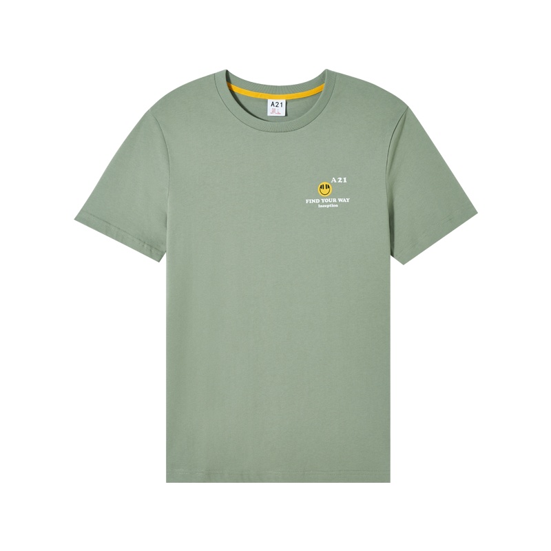 A21男装针织合体圆领短袖T恤衫