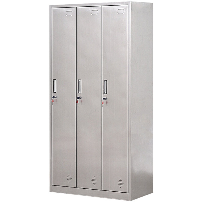 创世人 办公家具不锈钢三门更衣柜员工柜收纳柜储物柜铁皮柜存包柜鞋柜碗柜201不锈钢