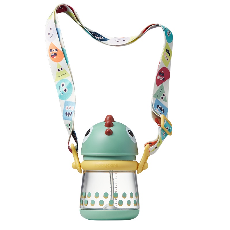 babycare婴儿学饮杯6个月宝宝喝水杯儿童吸管杯外出携带防摔tritan挂绳款300ml赛琳绿吸管款