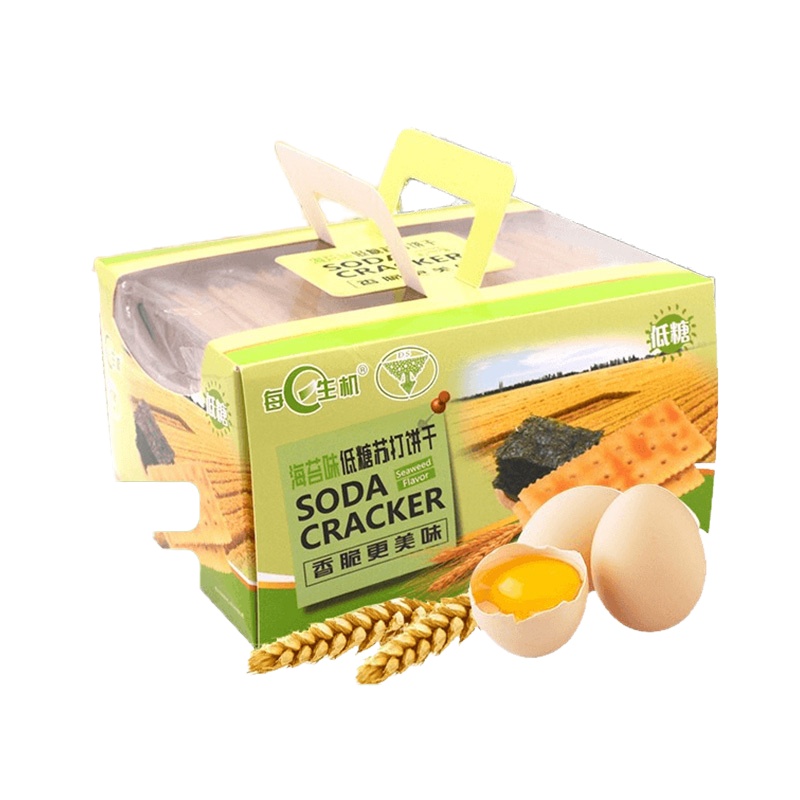 每日生机苏打饼干海苔味412g*2盒 碱性低糖孕妇小零食夜宵梳打整箱