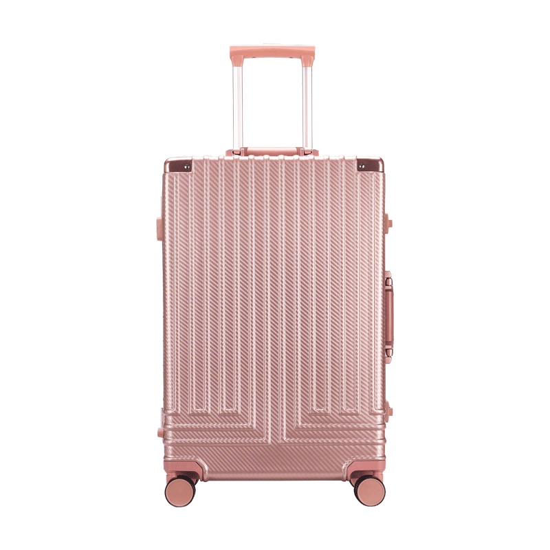新款时尚铝框万向轮旅行箱国际通用海关锁行李箱防刮编织纹拉杆箱EH850926 26寸