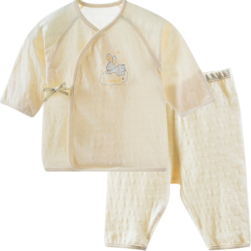 哈贝比（happyB）新生儿衣服轻薄透气和尚服宝宝绑带套装反口袖上衣裤子夏季