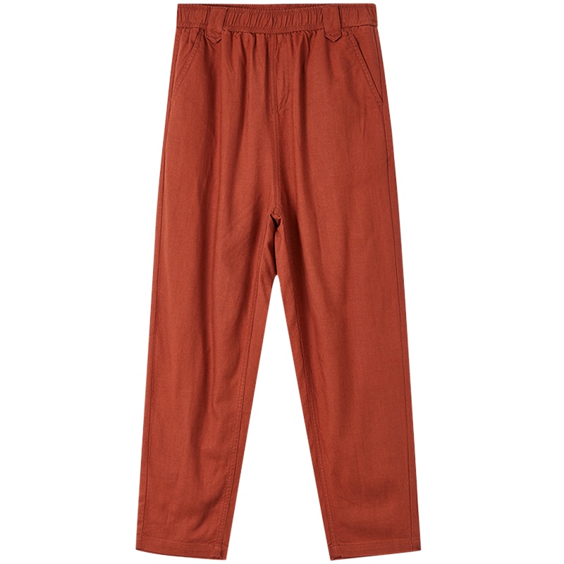 [99元3件]美特斯邦威萝卜裤女新款夏季简约中腰橡筋棉麻学生女士休闲裤