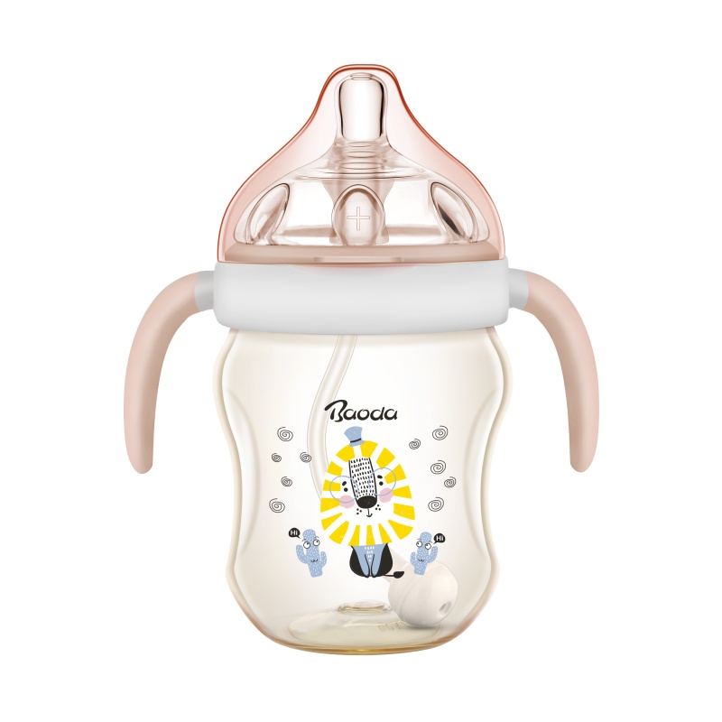 宝德270ml超宽口PPSU乳感奶瓶(黄色)耐高温耐摔德国进口材质不含双酚A360度吮吸