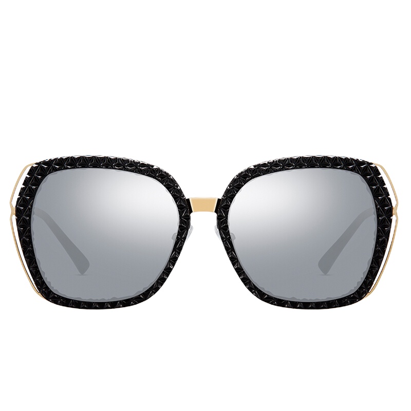 海俪恩 街拍彩膜眼镜 偏光太阳镜女款N6526 曜石黑+水银膜镜片TD51