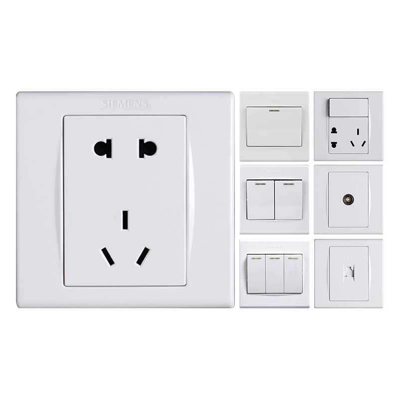 西门子(SIEMENS)开关插座面板86型品宜雅白家用五孔USB一开带16A空调墙壁