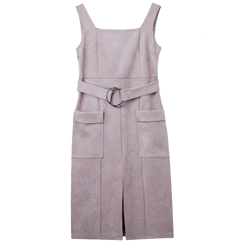 新款拉夏贝尔吊带裙秋季时尚气质百搭收腰高腰连衣裙打底无袖中长裙女30083227