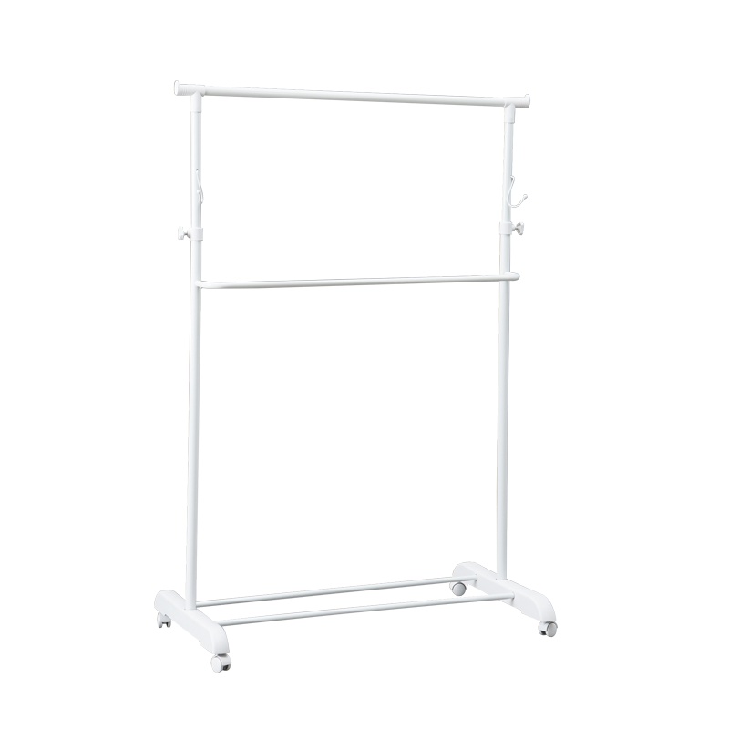欧润哲 晾衣架 伸缩白色家用落地晒衣架挂衣架 置地式室内阳台移动晾晒架