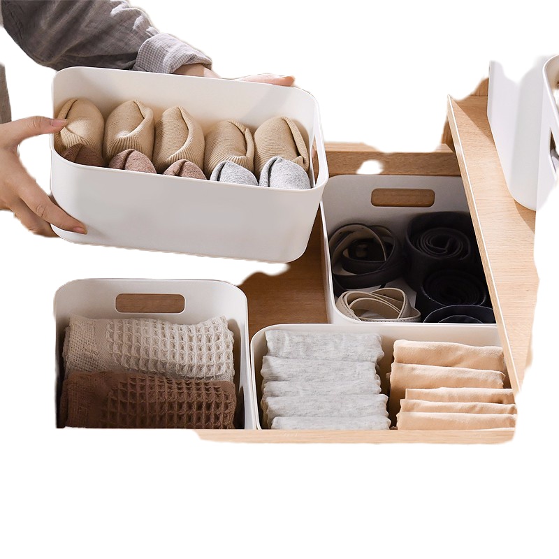 百露杂物收纳盒桌面塑料化妆品置物盒储物盒卫生间浴室收纳筐整理箱 小号3个装