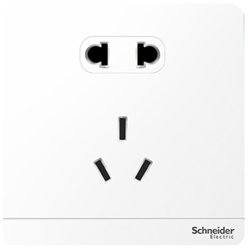 施耐德电气（Schneider Electric）绎尚镜瓷白 五孔插座墙壁电源开关 电源插座86型 10只装