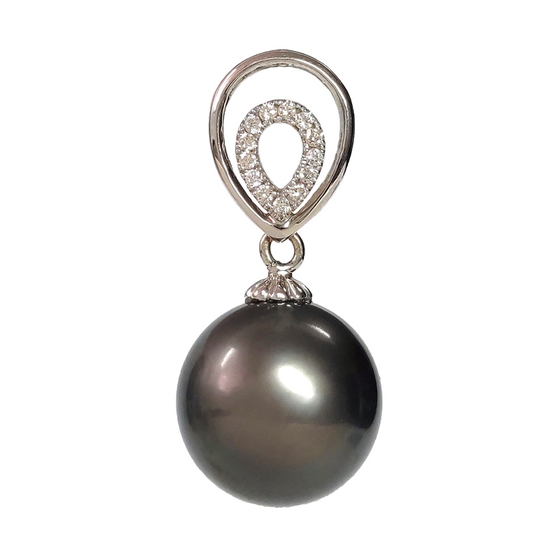 缘源珠宝 天然海水珍珠吊坠 18K镶钻时尚气质珍珠吊坠 女款 附送证书 不含链