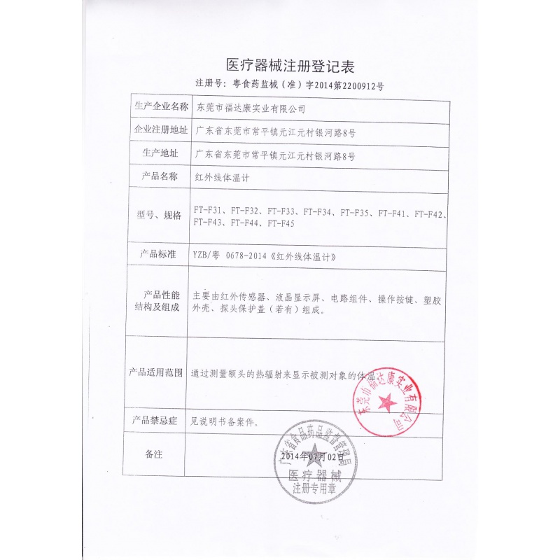 企采严选福达康 家用婴儿成人额头测温非接触温度仪