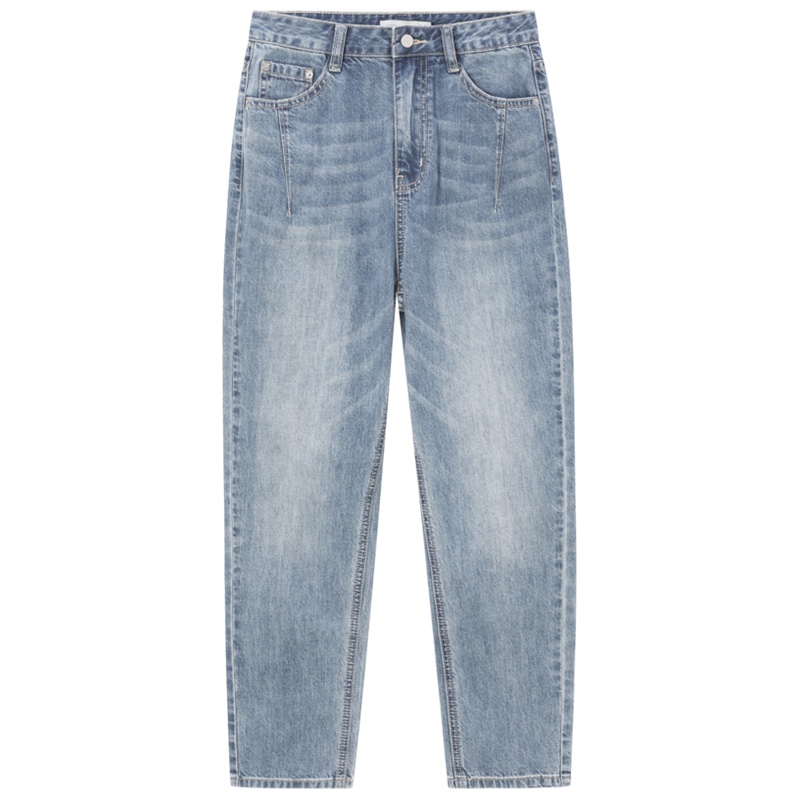 【满198减100预估价：89】森马牛仔裤女宽松直筒小锥裤2021春季新款九分裤小个子显瘦老爹裤