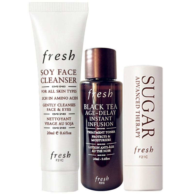 馥蕾诗滋养护肤礼包(丰盈唇膏2.2g+大豆洁面20ml+红茶水20ml+化妆包)