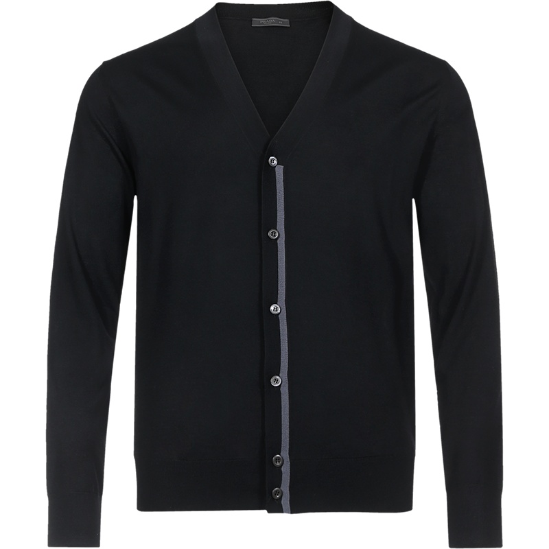 PRADA 普拉达 男士 初剪羊毛V领针织开衫 UMC310 1JLG