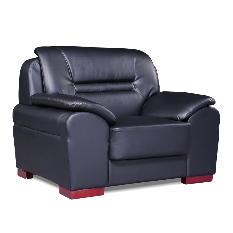 [红心家居]中式现代沙发单人位沙发简约皮艺中式办公室沙发