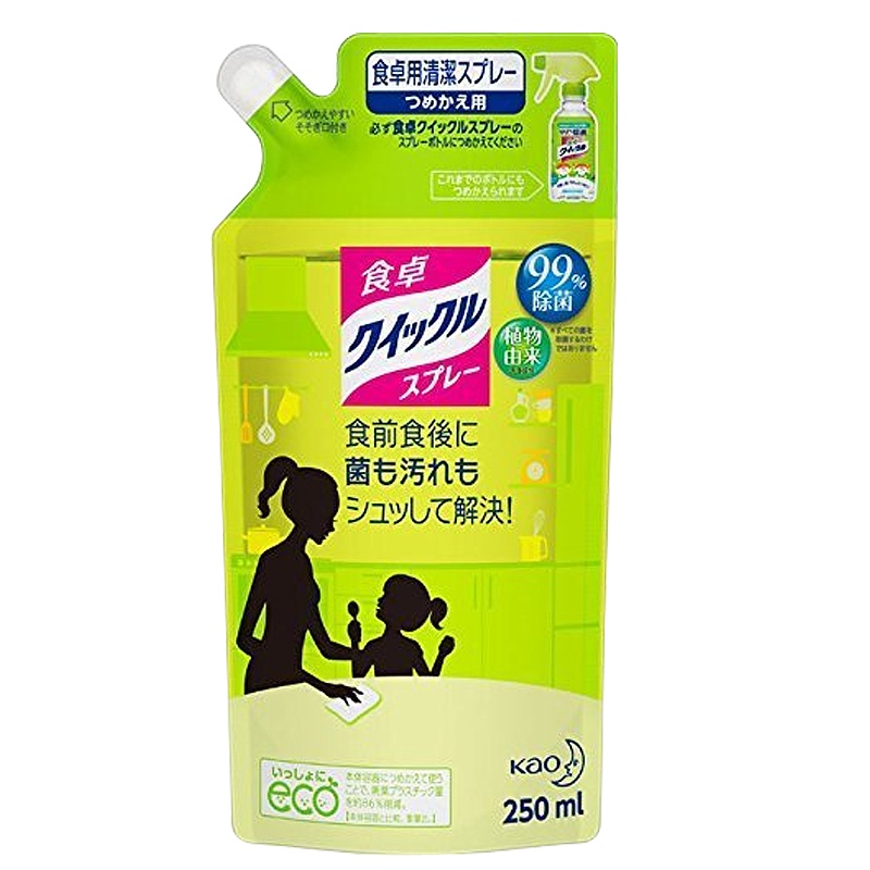 花王(KAO) 餐桌玩具家居用清洁除菌喷雾 绿茶香 替换装 250ml 多功能清洁剂