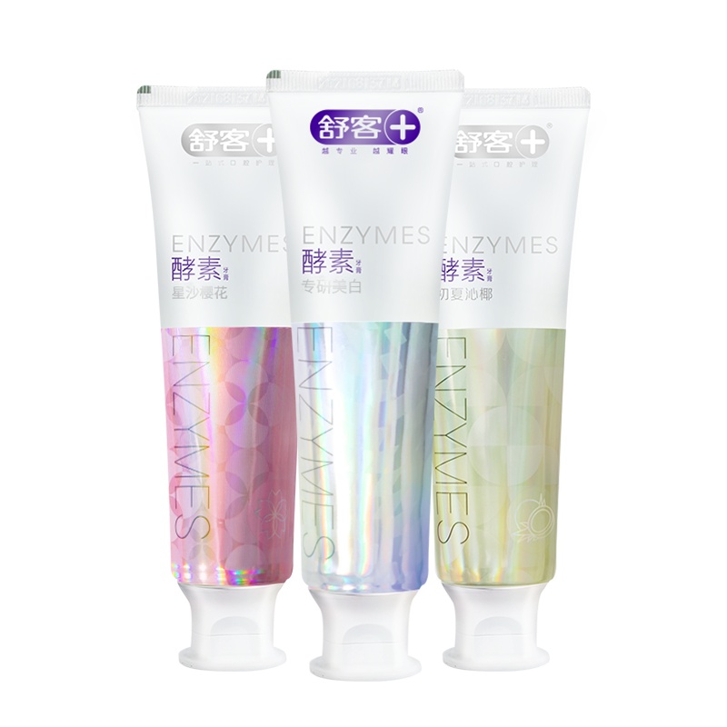 舒客固齿防蛀牙膏含氟修复结白去黄去口臭清新口气大人牙膏家庭4支装