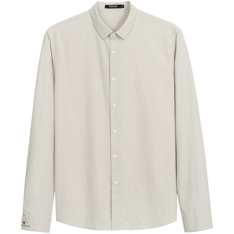 千纸鹤男装衬衣男春季新款时尚休闲简约条纹纯棉衬衫男长袖10231