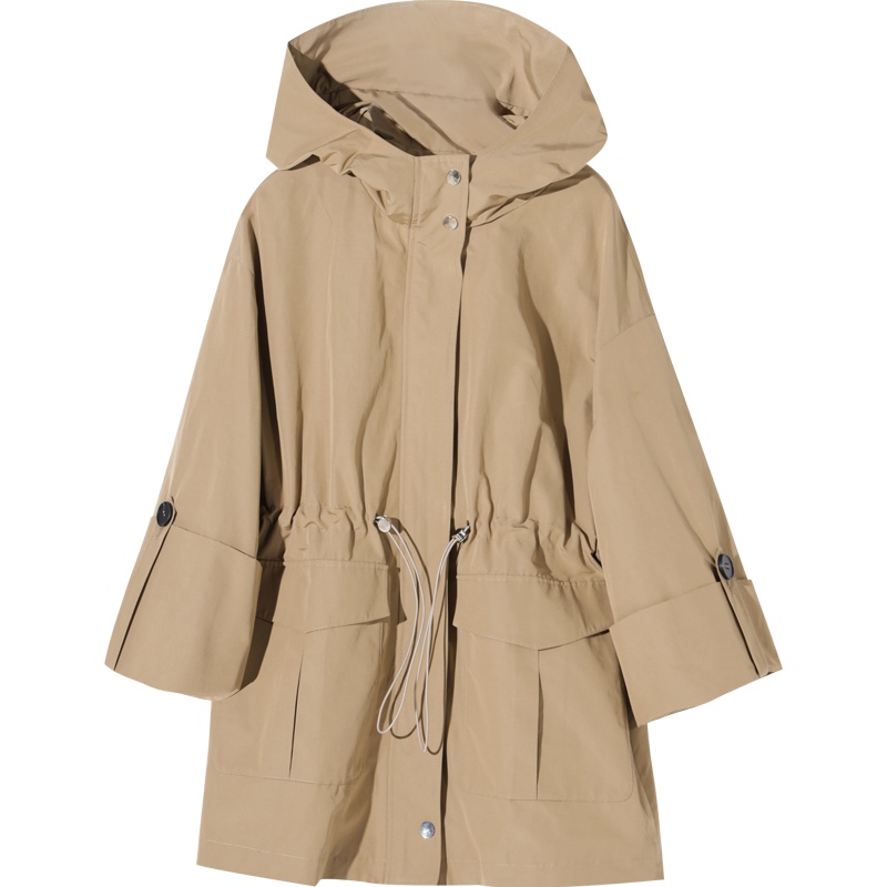 娅丽达女装短款外套女2019秋季新款连帽宽松中长款韩版休闲上衣I7530