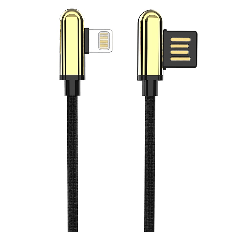 ASPOR A119 IPhone数据线 90°弯头防缠绕2.4A快充数据线持久耐用安全保护