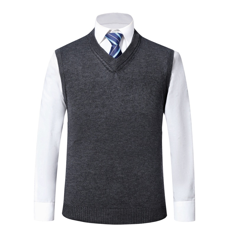 恒源祥男士马甲秋冬款男士背心马甲坎肩无袖V领套头商务休闲