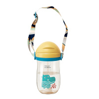babycare婴儿学饮杯 幼儿园宝宝防摔防呛带手柄重力球儿童吸管水杯 洛克黄-360ml