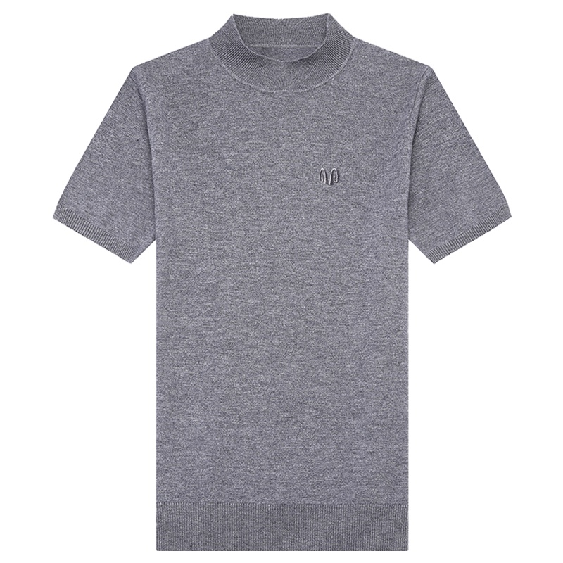 恒源祥纯羊毛T恤秋季款短袖纯色半袖打底针织T恤男