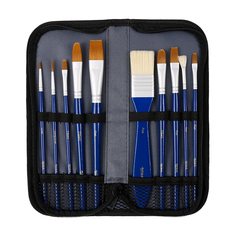 蒙玛特MontMarte油画笔套装水粉笔刷扇形排笔墙绘画笔油画水粉颜料画笔手绘墙绘色彩笔黄杆