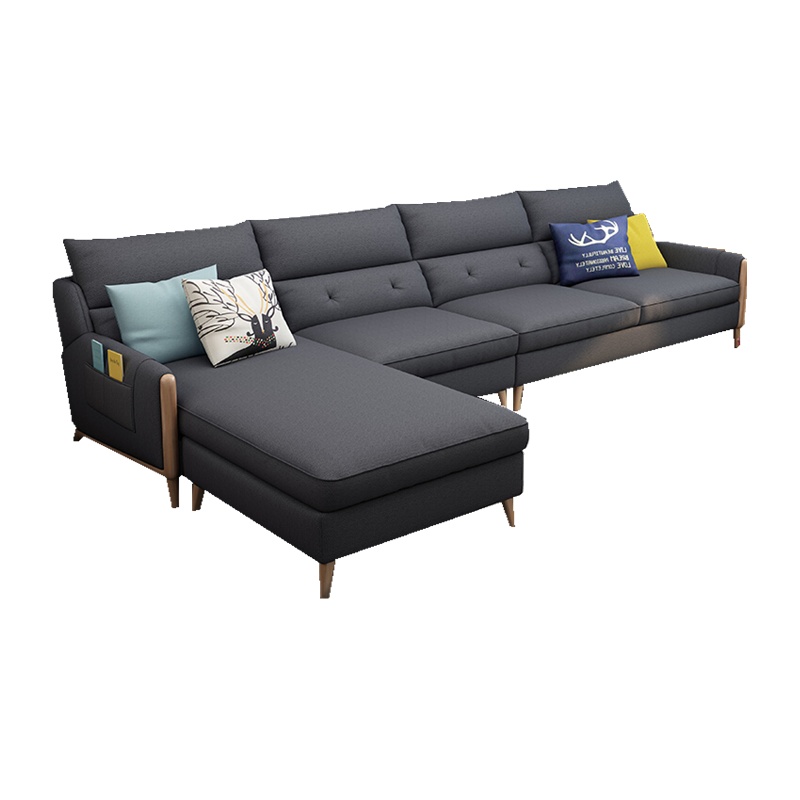 欧宝美北欧布艺沙发小户型转角客厅三人贵妃沙发现代简约可拆洗沙发组合