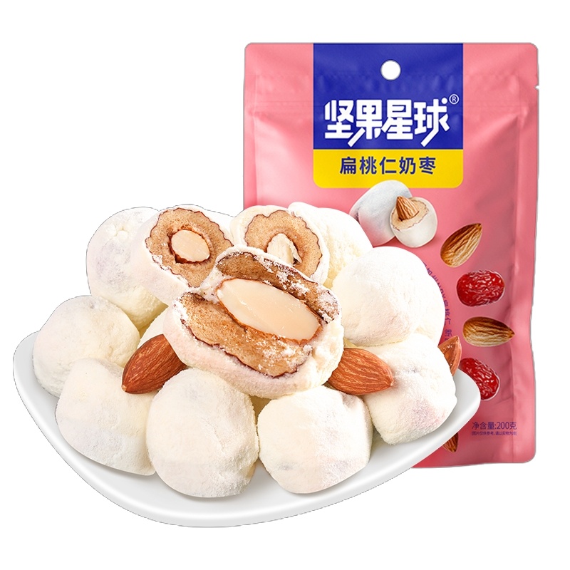 沃隆 坚果星球扁桃仁奶枣 200g*1 袋装 即食袋装休闲零食