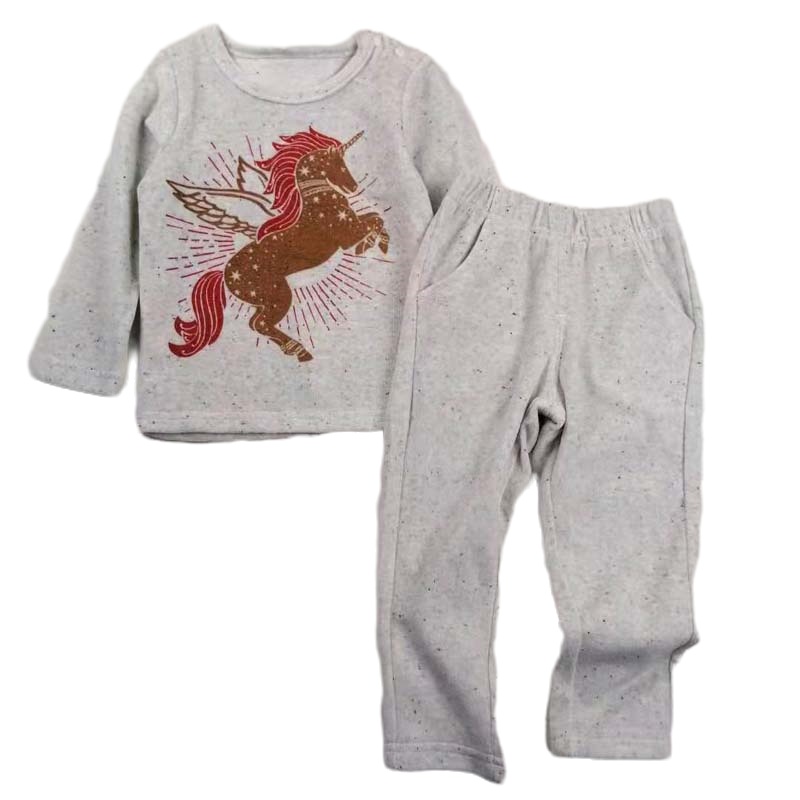 安笛贝乐儿童内衣套装圆领秋衣套装春秋款灰色90-120cm