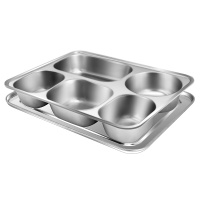 小海牛304不锈钢餐盘饭盒 5格加深加厚分格带盖快餐盘学生餐盒 MCFT724单个装（50个起拍）