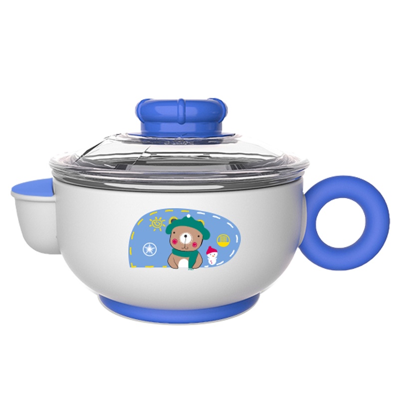 伊斯卡尔(Easy Care)宝宝餐具儿童注水保温碗婴幼儿辅食碗防摔喂食碗蓝色