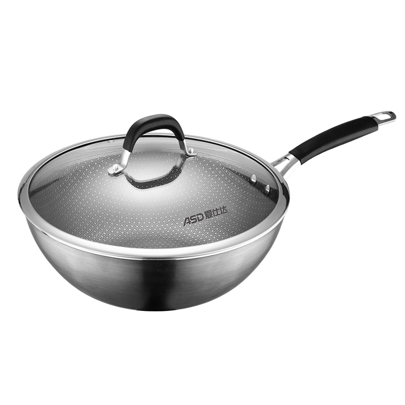 ASD/爱仕达晶刚甲复合钢炒锅CC30E2Q无油烟健康304不锈钢不粘炒锅
