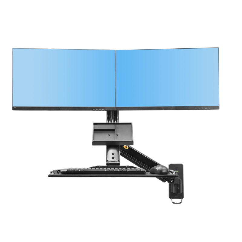 NB 22-27英寸双屏电脑显示器支架 显示器站立式办公壁挂双屏支架 万向伸缩旋转升降工业通用支架 MC27-2A 黑