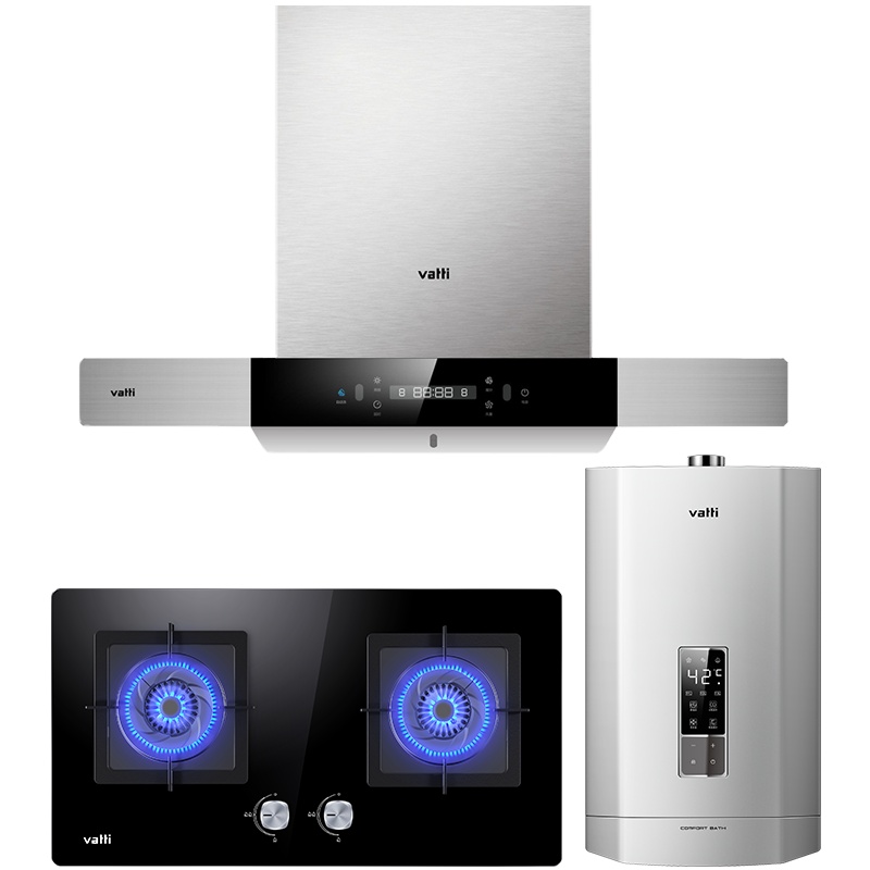 华帝(vatti)i11137+55B+i12052-16欧式抽油烟机灶具热水器三件套 21立方挥手自动洗 天然气