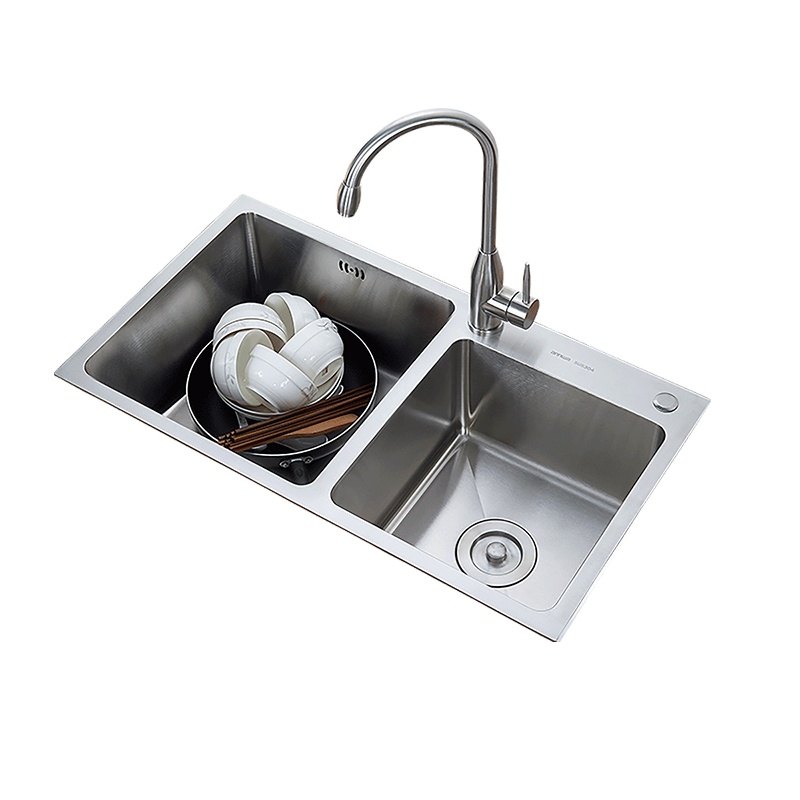 安华厨房304不锈钢加厚手工水槽套餐洗菜盆双槽洗碗槽水池家用