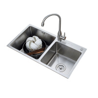 安华厨房304不锈钢加厚手工水槽套餐洗菜盆双槽洗碗槽水池家用