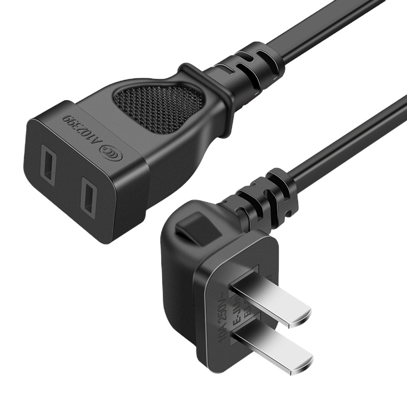 celink电源延长线二插弯头电视风扇两孔公母插头加长1米2/3m5/8米 黑色弯头3米