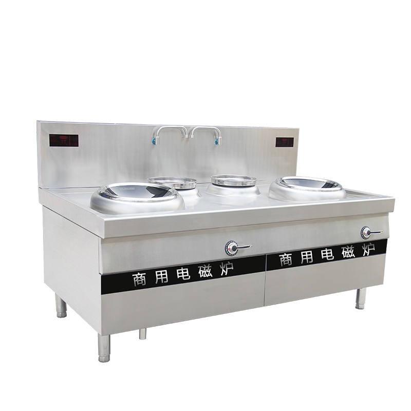 满森Masain商用电磁双头双尾小炒炉商用电磁炉15kw大功率凹面酒店饭店双眼电炒灶台
