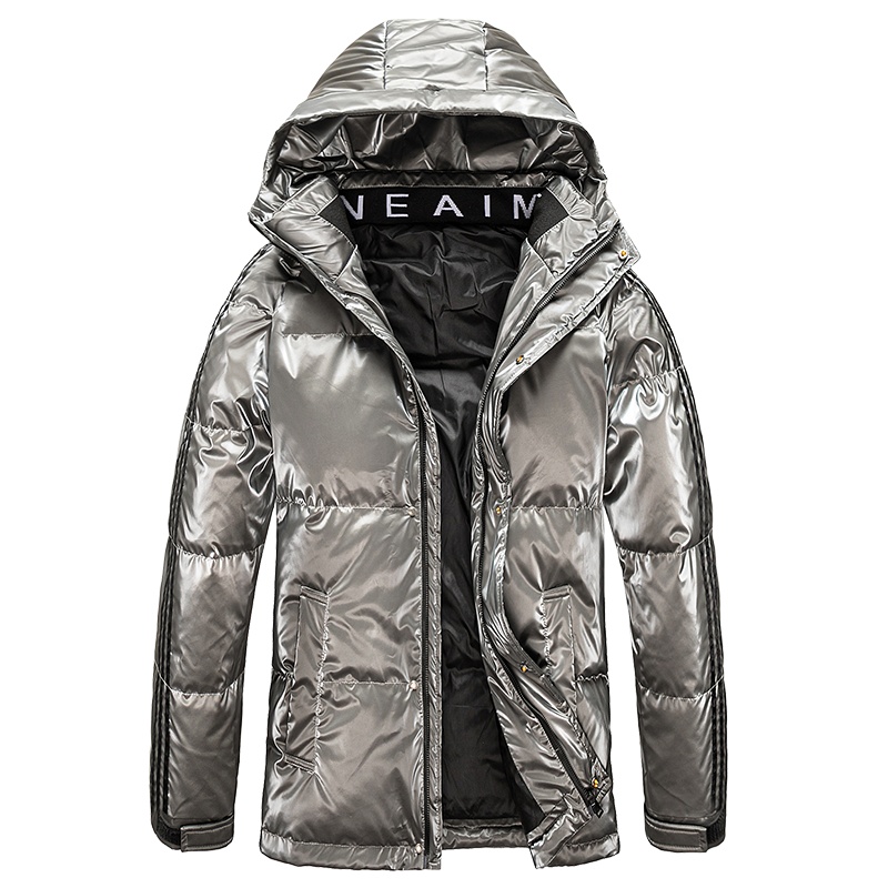 青年拉链纯色白鸭绒加厚休闲无领羽绒服1621