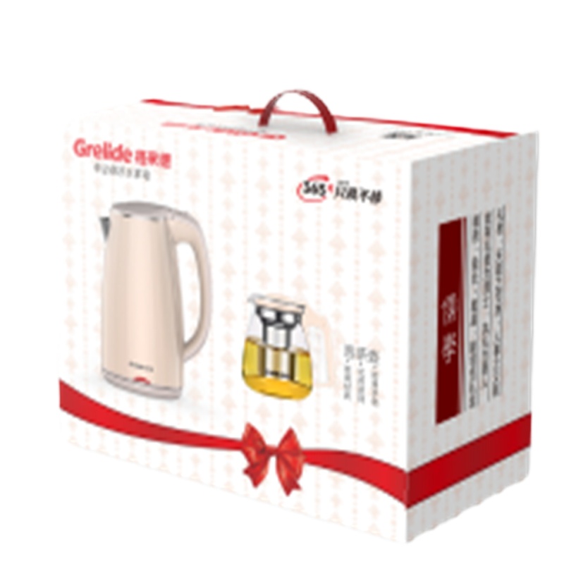 格来德(Grelide) D1017礼品装 电热水壶双层保温防烫1.7L