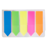 得力9064便签指示箭头 标签荧光便笺分类贴纸便利贴抽取索引书贴透明百事贴 44*12mm 5PCS 24包/盒