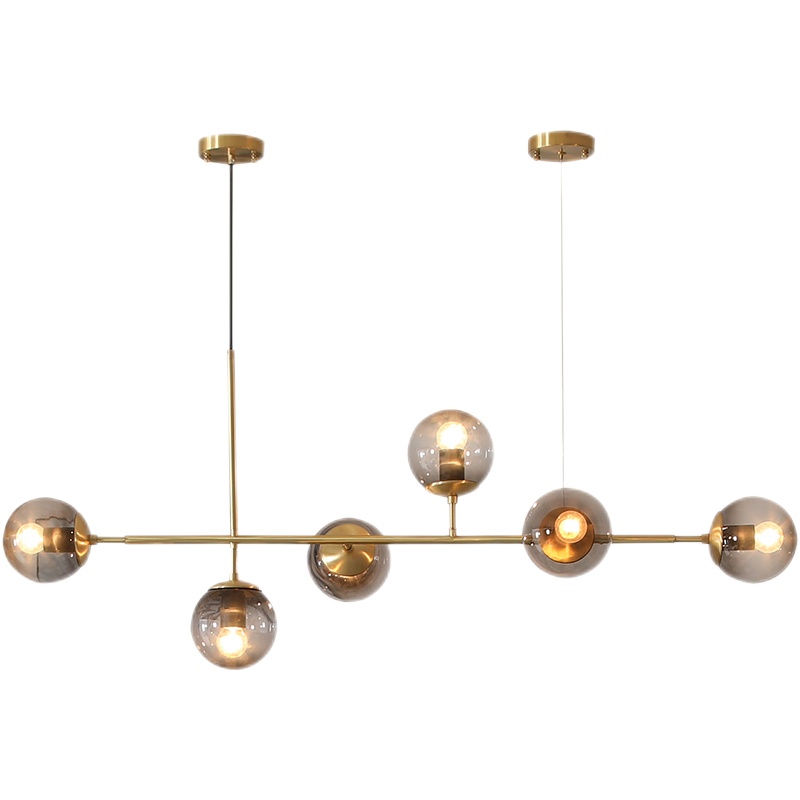 北欧全铜餐厅吊灯现代简约长条餐桌灯创意网红轻奢设计师吧台灯具