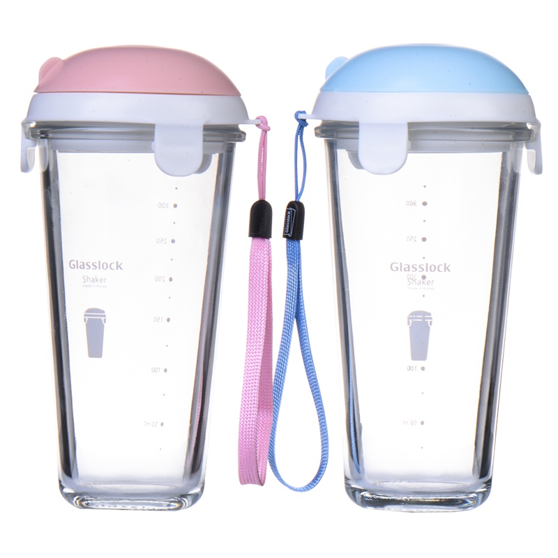 三光云彩(GLASSLOCK)韩国进口玻璃水杯两个装450ml*2情侣杯带刻度随手杯果汁杯透明玻璃IG721