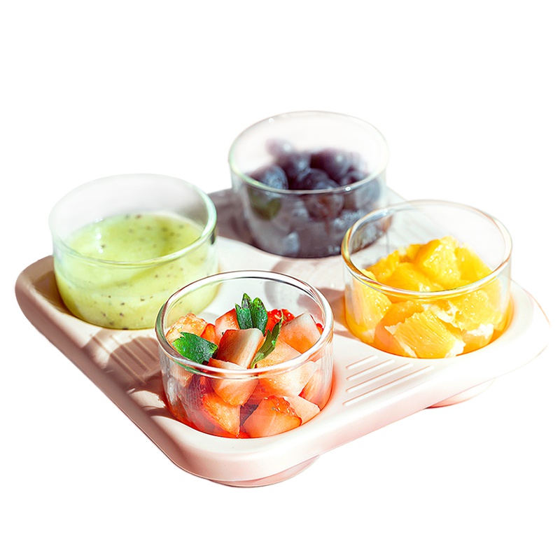 小白熊宝宝玻璃辅食盒 宝宝零食盒保鲜盒婴童保鲜盒 便携辅食餐具09798