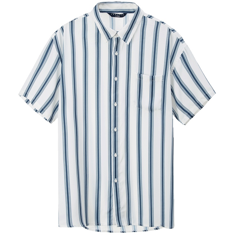 唐狮2019夏新款衬衫 男短袖衬衫 海军蓝